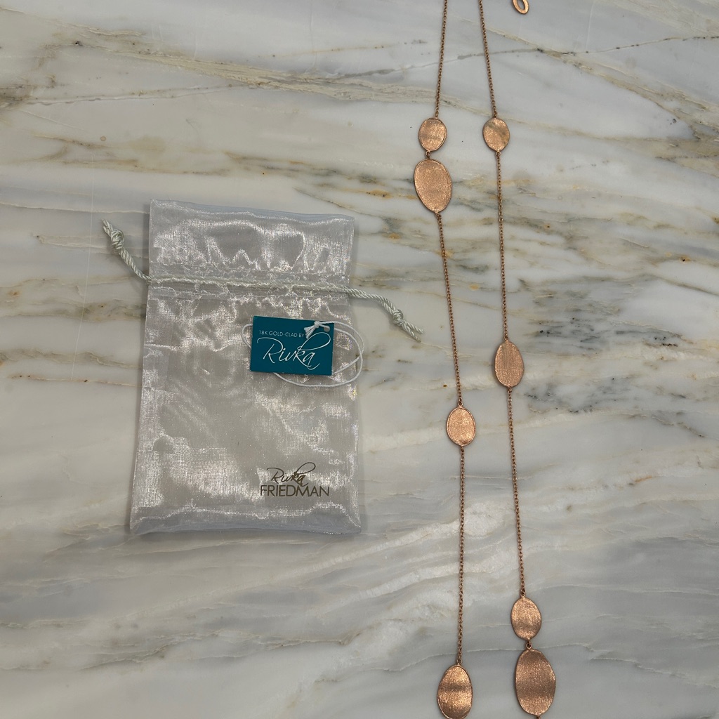 Long Rose Gold Disc Necklace 60$